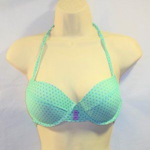 U.S. Polo Assn. Womens Bikini Swim Top Size Small Push Up Dots Sea Green Purple